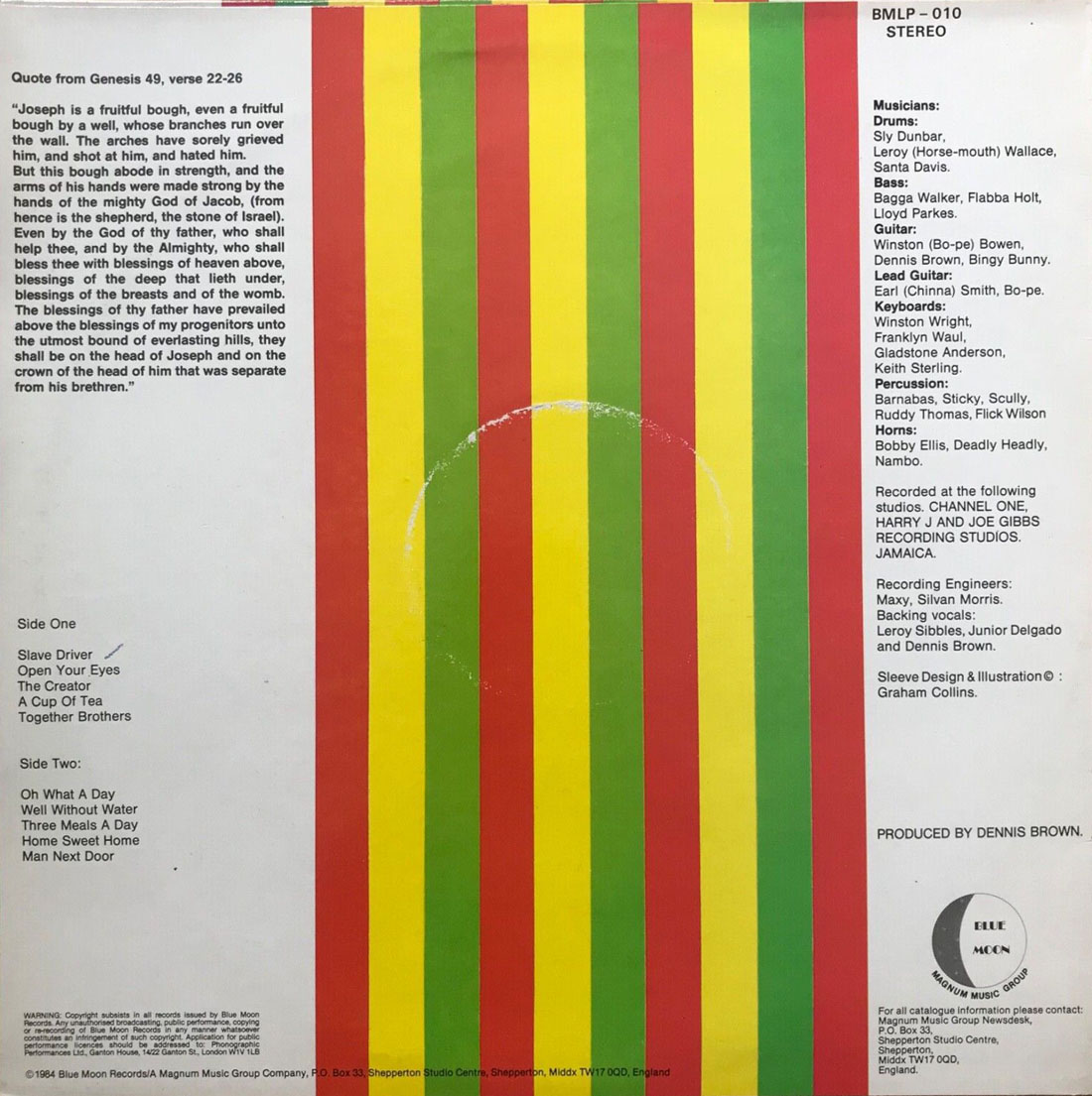 Joseph's Coat Of Many Colours rear cover - Blue Moon